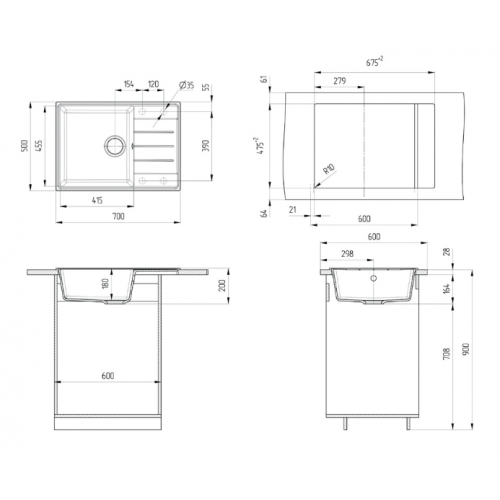 Кухонная мойка Maunfeld Lacrima 700 MFQS-700B