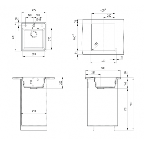 Кухонная мойка Maunfeld Perla 425 MFQS-425B (черный)