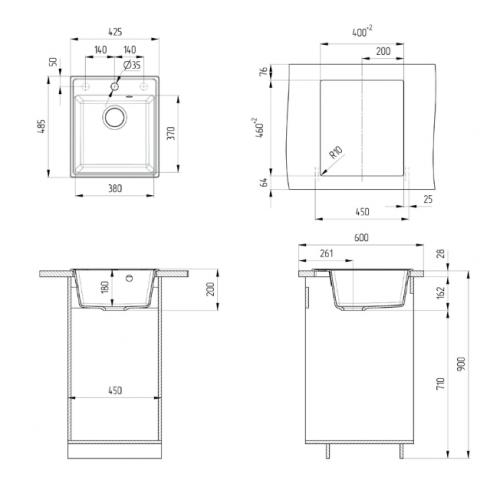Кухонная мойка Maunfeld Perla 425 MFQS-425DGR (темно-серый)