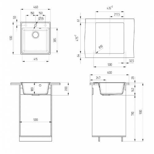 Кухонная мойка Maunfeld Perla 460 MFQS-460B