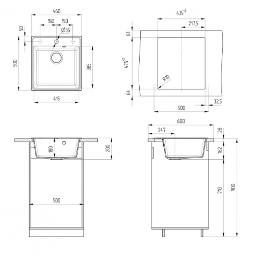 Кухонная мойка Maunfeld Perla 460 MFQS-460BG (бежевый)