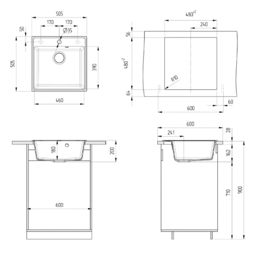 Кухонная мойка Maunfeld Perla 505 MFQS-505B