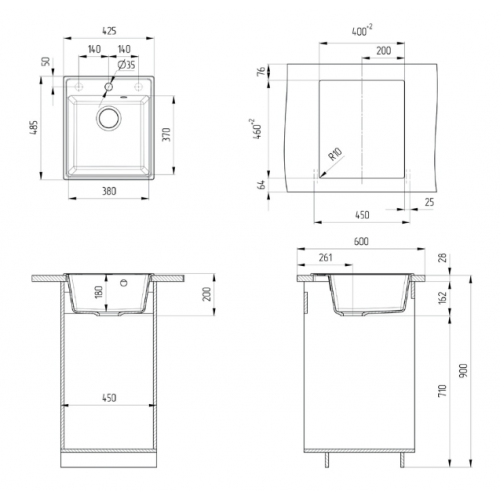 Кухонная мойка Maunfeld Perla 425 MFQS-425W (кремовый)