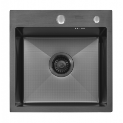 Кухонная мойка ARFEKA ECO AR 450*450 BLACK PVD NANO DECOR MILLET GRAINS (настольная)