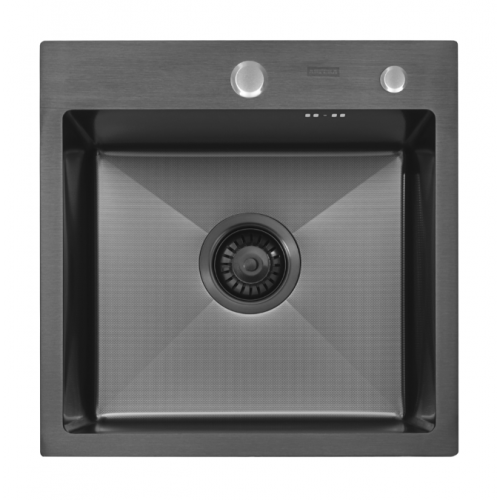 Кухонная мойка ARFEKA ECO AR 450*450 BLACK PVD NANO DECOR MILLET GRAINS (настольная)