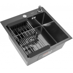 Кухонная мойка ARFEKA ECO AR мойка 500*500, коландер, дозатор BLACK DECOR MILLET GRAINS