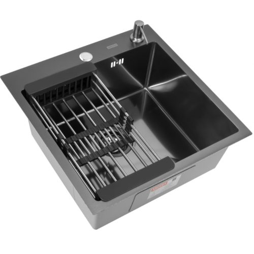 Кухонная мойка ARFEKA ECO AR мойка 500*500, коландер, дозатор BLACK DECOR MILLET GRAINS