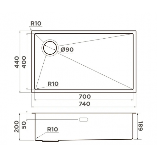Кухонная мойка Omoikiri Taki 74-U/IF-L-GB Side (графит)