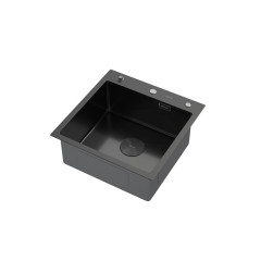 Кухонная мойка ARFEKA Eco AR 500*500 POP-UP BLACK PVD NANO DECOR VOLCANIC ROCK