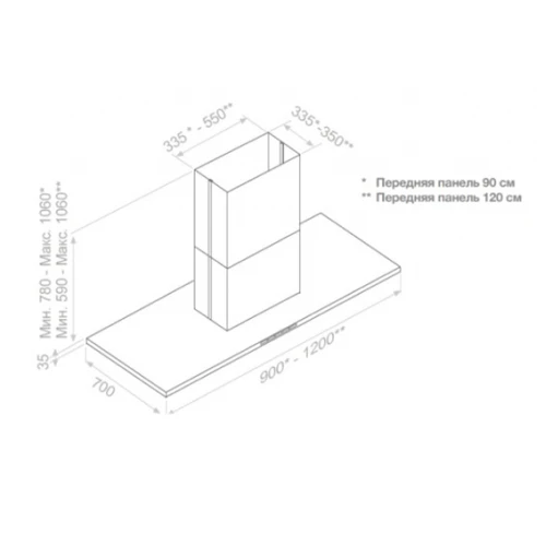 Вытяжка Pando I-402/90X70 IX 1250 ECO SEC 008387