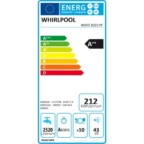 Посудомоечная машина Whirlpool WSFO 3O23 PF