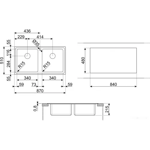 Кухонная мойка Smeg LFT862
