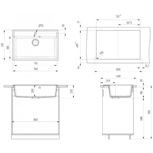 Кухонная мойка Ulgran U-600 (328 бежевый)