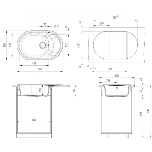 Кухонная мойка Ulgran U-610 (308 черный)