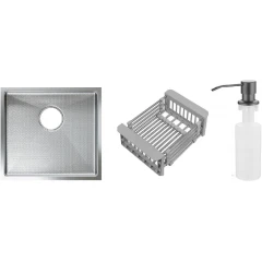 Кухонная мойка Schtoff Undermount Best Decor Silver 4545 + коландер KR-1 GREY + дозатор SD-1 GREY