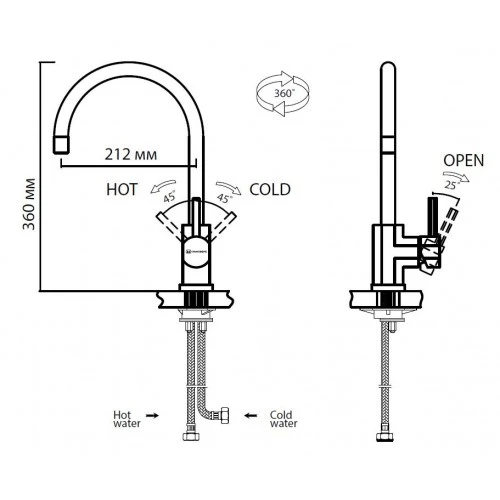 Смеситель Omoikiri Wakayama-PVD-LG OWA-PVD-LG-35